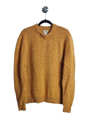 L.L. Bean 100% Lambs Wool Men's Marled Mustard Crewneck Sweater